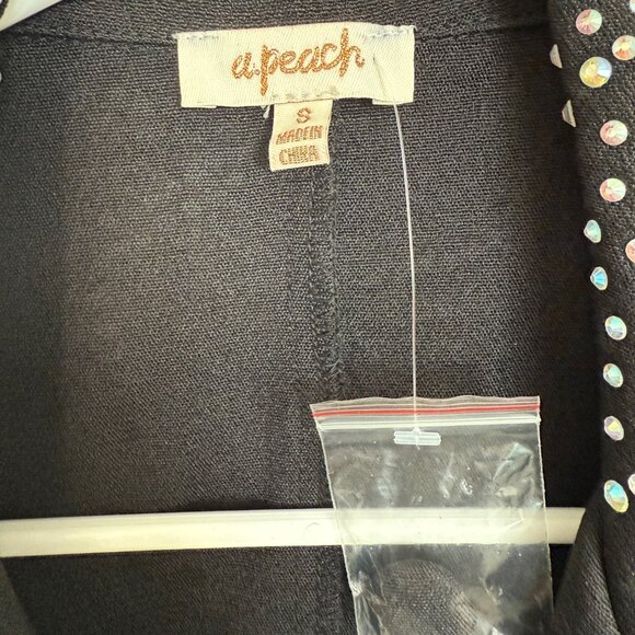 A. Peach *NWT Women's Small* Rhinestone embellished blazer black - Picture 4 of 7